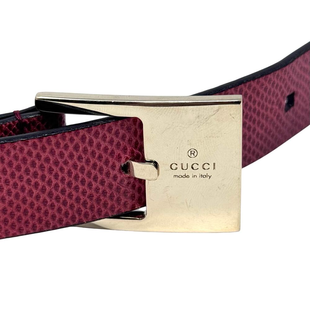 Gucci Red Lizard Skin Belt - Picture 3 of 14